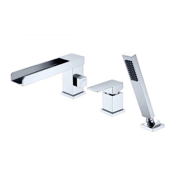 SUMERAIN Deck Mount Waterfall Roman Tub Faucet with Hand Shower Chrome S2148W-CH - Picture 2 of 7